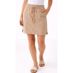 LOFT Women's Tan Cargo Skirt Elastic Waist Drawstring Size S
